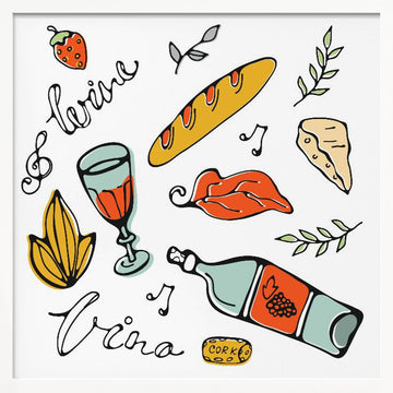 Delightful Wine and Bites | Poster - White Frame Interior