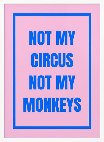 Not My Monkeys Quote | Poster - White Frame Interior