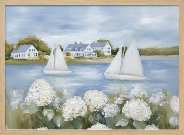 Serene Coastal Sailboats | Poster - Wood Frame Interior