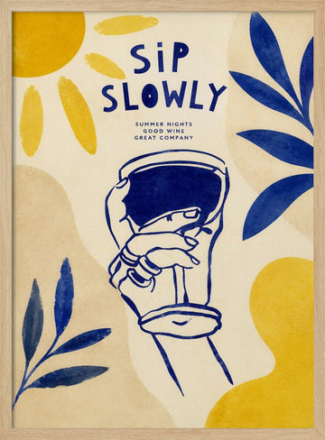 Sip Slowly Summer | Poster - Wood Frame Interior