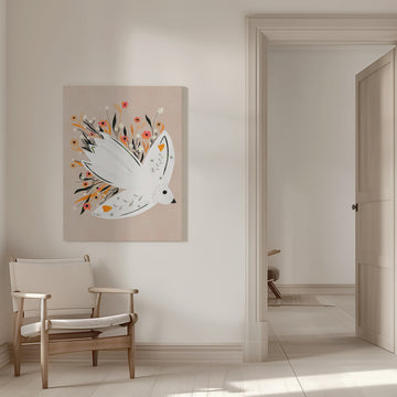 Peaceful Floral Dove | Canvas - Room Interior 1