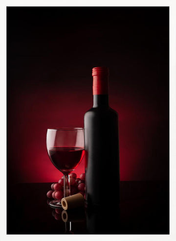 Elegant Wine Bottle Glass | Poster - White Frame Interior