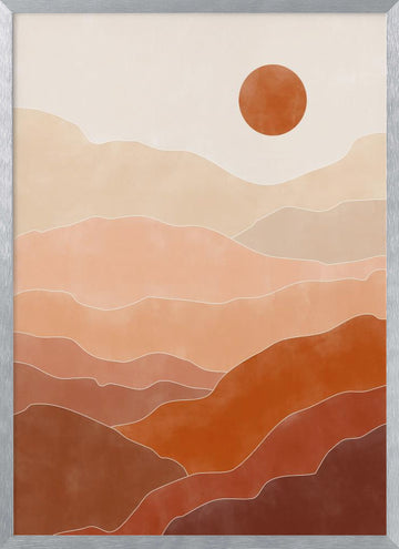 Warm Desert Layers | Poster - Silver Frame Interior
