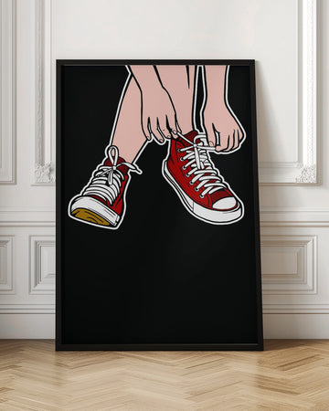 Tying Red Sneakers | Poster - Room Interior 1