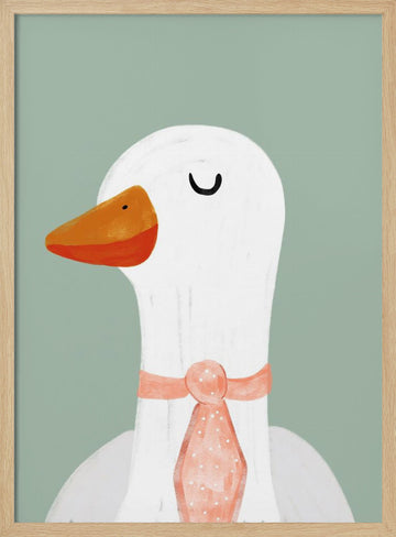Goose with a Pink Tie | Poster - Wood Frame Interior