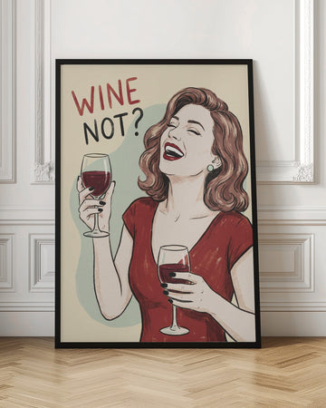 Wine Not Woman Laughing | Poster - Room Interior 1