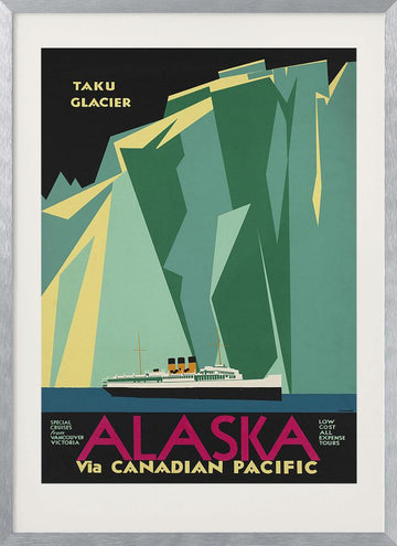 Alaska Via Canadian Pacific. Taku Glacier | Poster - Silver Frame Interior