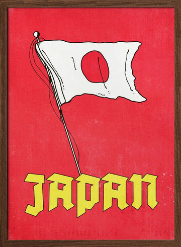 Japan Grunge Flag | Poster - Walnut Frame Interior