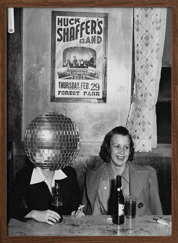 Retro Disco Bar Fun | Poster - Walnut Frame Interior