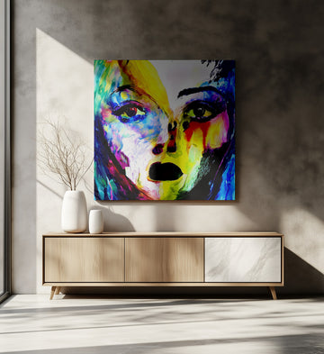 Vibrant Abstract Portrait | Canvas - Room Interior 2
