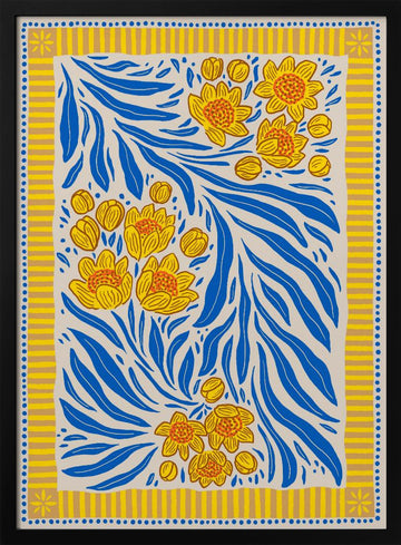 Vibrant Floral Pattern | Poster - Black Metal Frame Interior