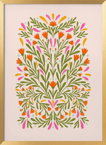Cheerful Botanical Design | Poster - Gold Frame Interior