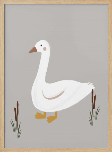 Minimalist White Goose | Poster - Wood Frame Interior