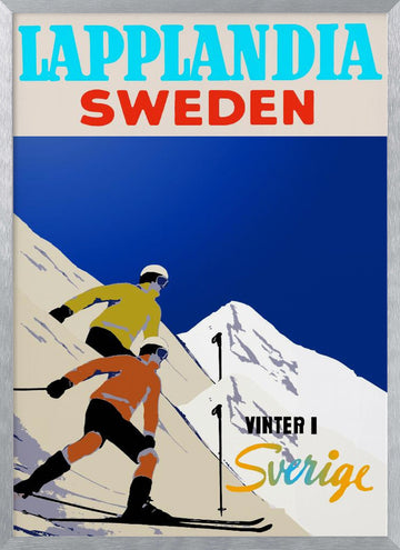Retro Ski Adventure | Poster - Silver Frame Interior