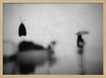 Moth and Umbrella Silhouette | Poster - Wood Frame Interior
