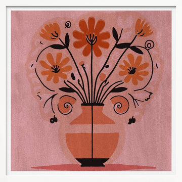Vibrant Folk Art Bouquet | Poster - White Frame Interior