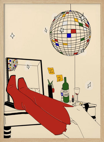 Chic Disco Night | Poster - Wood Frame Interior
