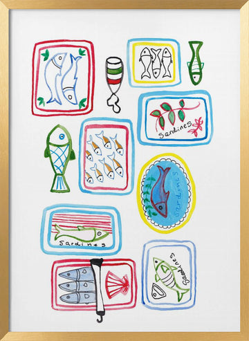 Colorful Sardine Collection | Poster - Gold Frame Interior
