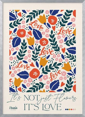 Floral Love Pattern | Poster - Silver Frame Interior