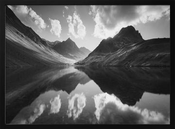 Serene Mountain Reflections | Poster - Black Metal Frame Interior