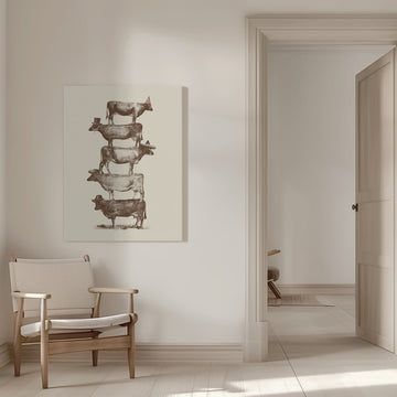 Whimsical Cow Stack | Canvas - Room Interior 1