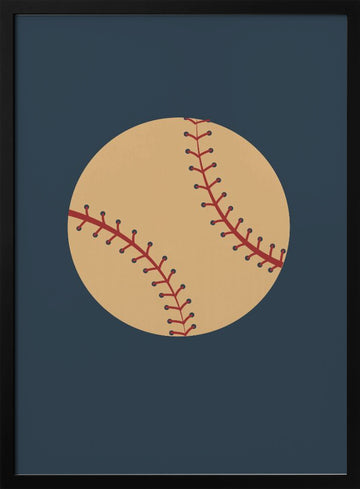 Red Stitched Baseball | Poster - Black Metal Frame Interior