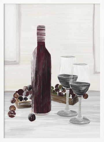 Classic Wine Still Life | Poster - White Frame Interior