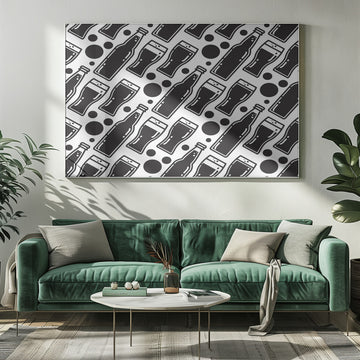 Monochrome Beer Pattern | Poster - Room Interior 1