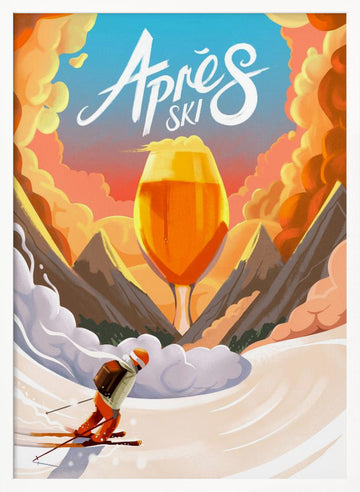 Après Ski Sunset Beer | Poster - White Frame Interior