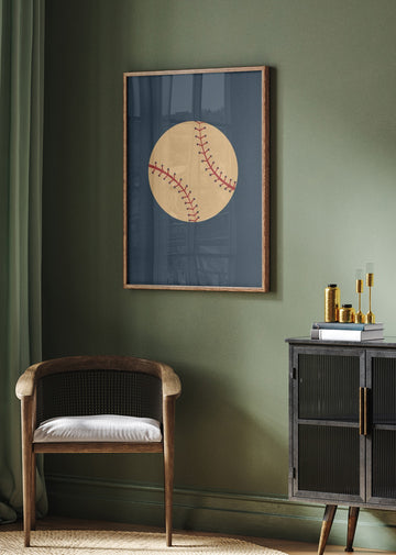 Red Stitched Baseball | Poster - Room Interior 2