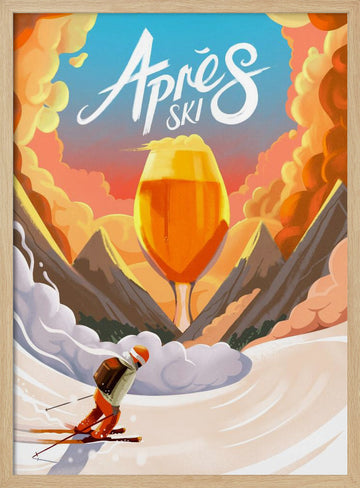 Après Ski Sunset Beer | Poster - Wood Frame Interior