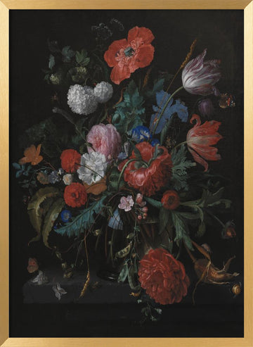 A Bunch of Flowers By Jacob Van Walscapelle | Poster - Gold Frame Interior