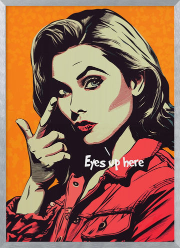 Pop Art Woman Pointing | Poster - Silver Frame Interior