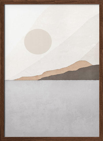 Calm Mountain Horizon | Poster - Walnut Frame Interior