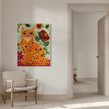 Whimsical Spotted Cat | Canvas - Room Interior 1