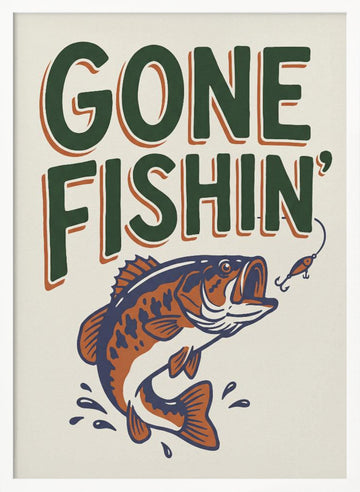 Gone Fishin Bass | Poster - White Frame Interior
