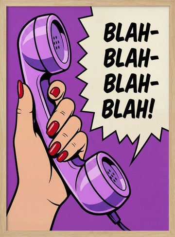 Blah Blah Retro Phone | Poster - Wood Frame Interior