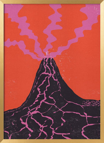 Vibrant Volcano Eruption | Poster - Gold Frame Interior