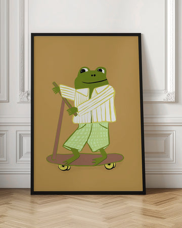 Frog On A Scooter | Poster - Room Interior 1