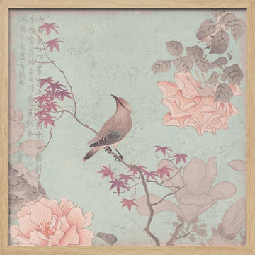 Serene Asian Bird Art | Poster - Wood Frame Interior
