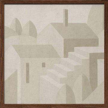 Subtle Town | Poster - Walnut Frame Interior