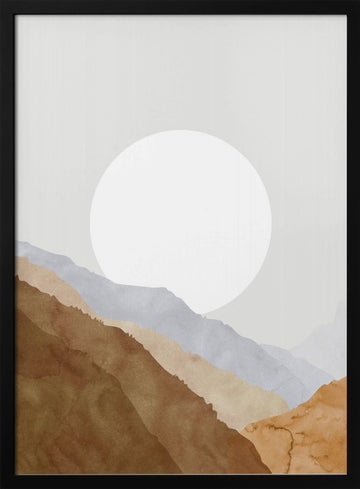Watercolor Mountain Horizon | Poster - Black Metal Frame Interior