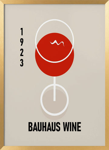 Bauhaus Wine Glass | Poster - Gold Frame Interior