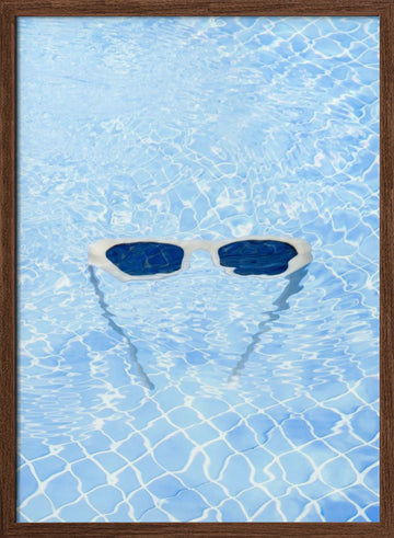Floating Summer Sunglasses | Poster - Walnut Frame Interior
