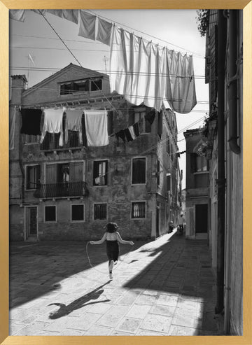 Skipping Girl Venice Alley | Poster - Gold Frame Interior