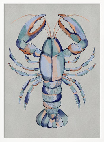 Watercolor Blue Lobster | Poster - White Frame Interior