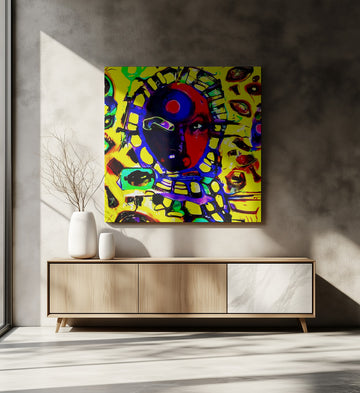 Vibrant Abstract Face | Canvas - Room Interior 2