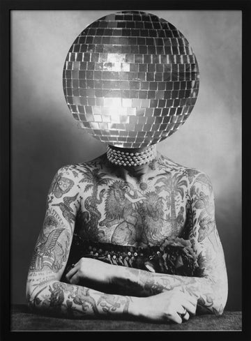 Tattooed Disco Figure | Poster - Black Metal Frame Interior
