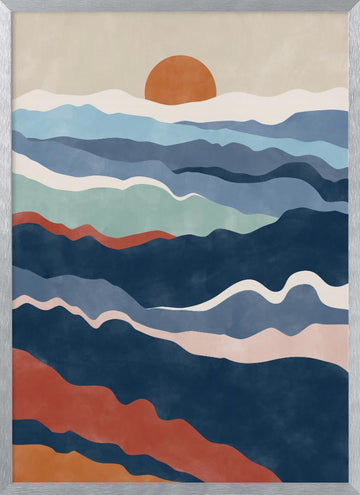 Abstract Mountain Horizon | Poster - Silver Frame Interior