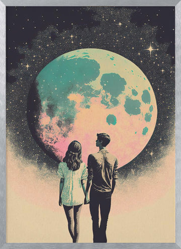 Lunar Lovers' Journey | Poster - Silver Frame Interior
